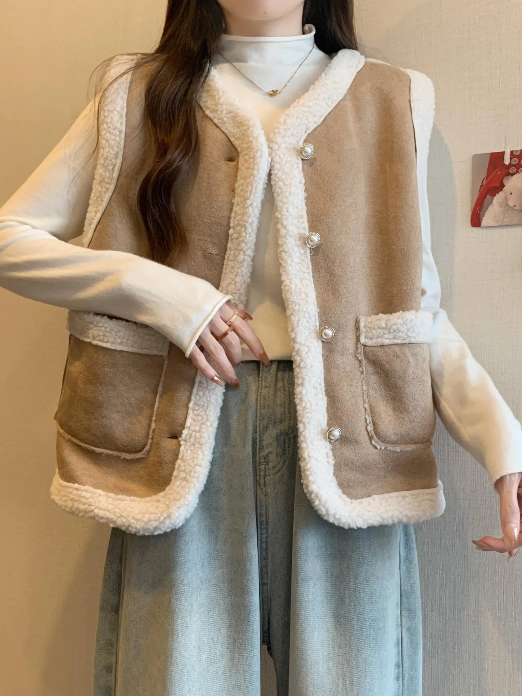 Меховой интегрированный жилет из овечьей шерсти верхняя одежда для женщин осень