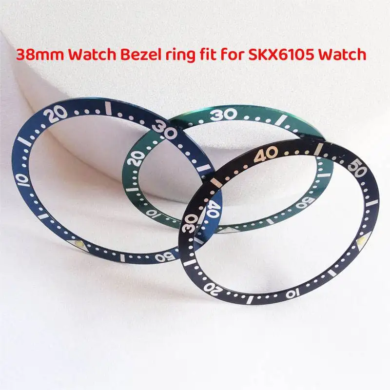 

Mod Watch Parts 38mm Flat Aluminum Green Blue Black Bezel Insert Ring Fit For Seiko Turtle 6105 Watch Case NH35 NH36 Movement