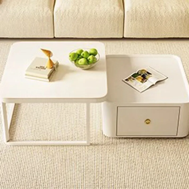 

Low Square Coffee Tables Storage Drawers Transparent Low White Glass Side Table Minimalist Floor Hotel Mesa Auxiliar Furniture