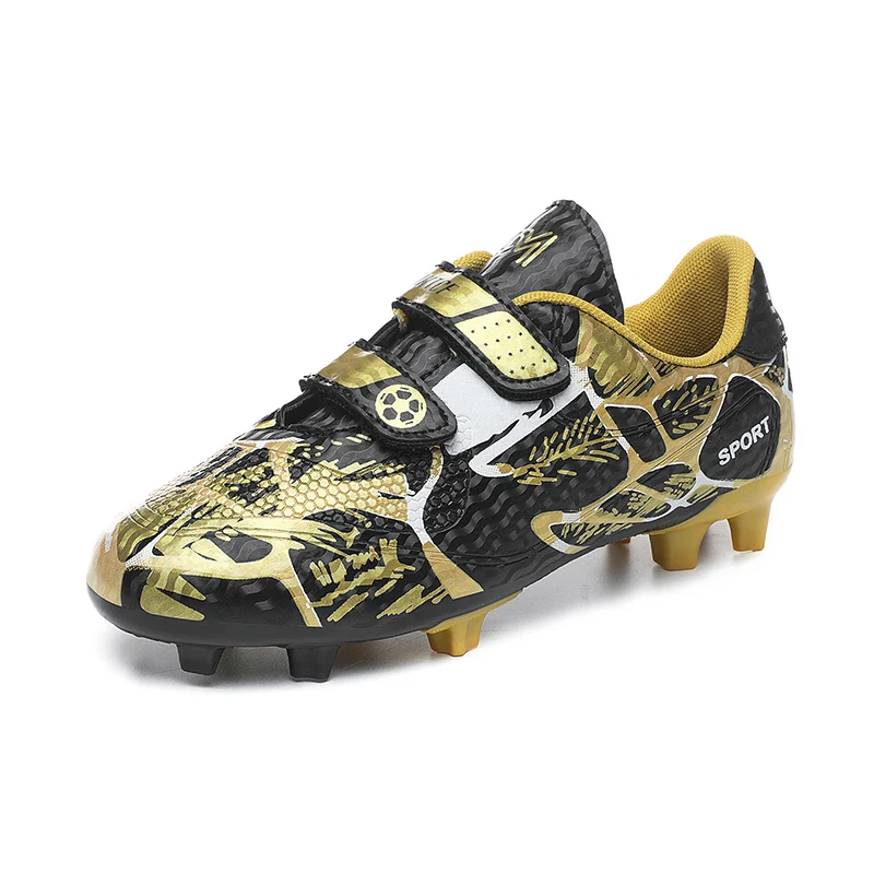 

Hot Sale Cheap Kid's Soccer Shoes Trendy Printed Boys Football Cleats Sneakers Hook & Loop Children Training Futsal Shoe Out