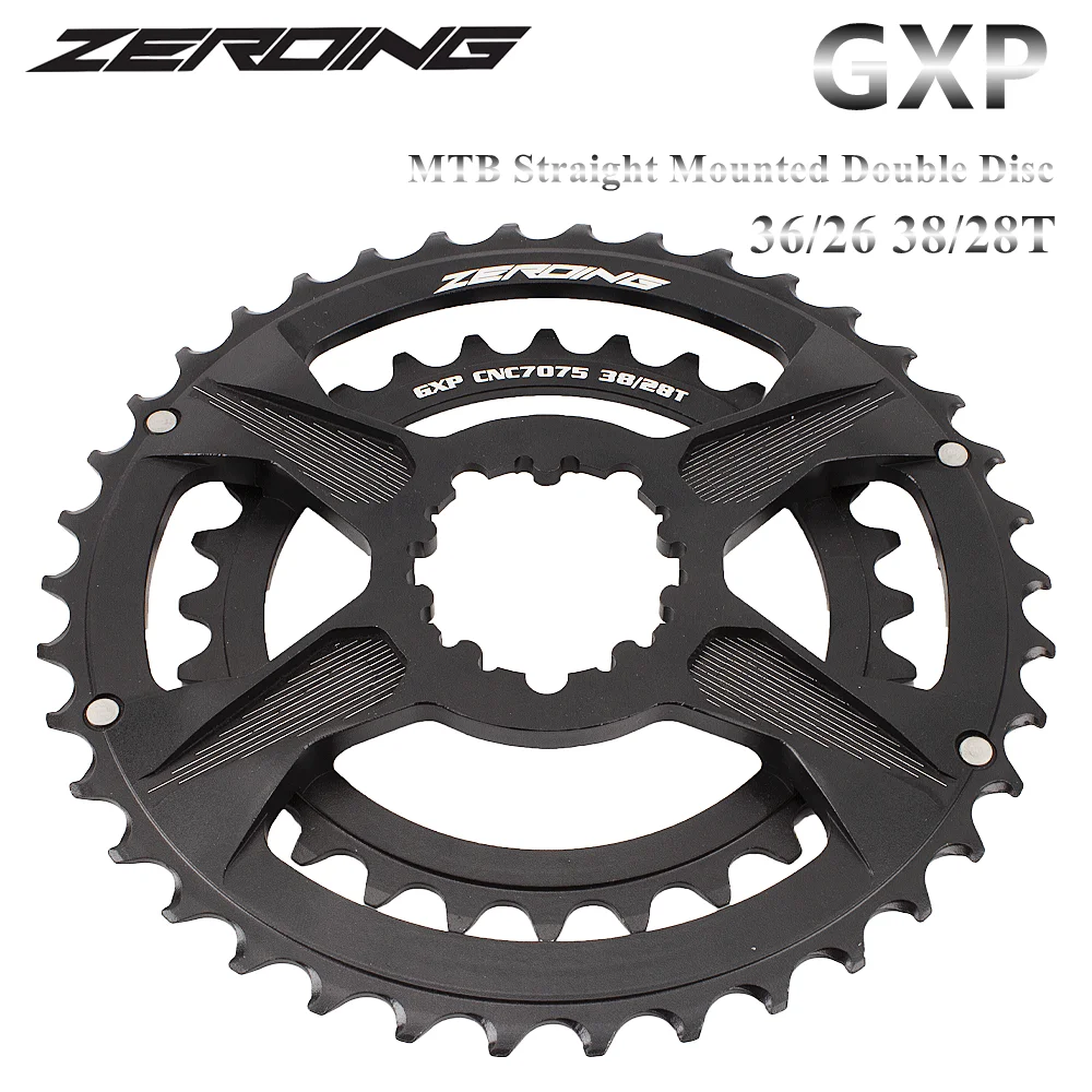 ZEROING GXP Sprocket Bike MTB Mountain Bike Dual Disc 38/28T,36/26T Crown Bicycle Chainring for SHIMANO/SRAM BIKE CRANKComponent