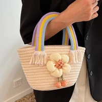 2022 new trend summer niche texture messenger bag woven portable bucket bag