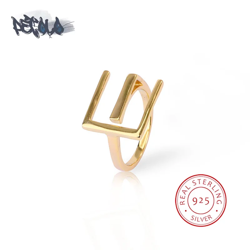 

Beautiful S925 Silver Ring for Women Creative E Letter Ring Hip Hop 18k Gold Party Jewelry Sterling Silver Accessories