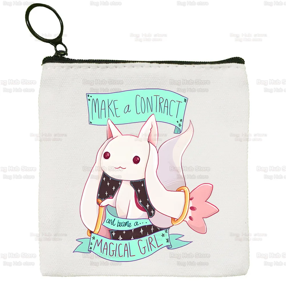 Puella Magi Madoka Magical Canvas Card Kaname Madoka Coin Purse Cute Anime Magi Akemi Mami Coin Mini Sakura Kyouko Zipper Bag