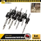 Пегасик 7 шт. HSS деревянных конические зенковки набор сверл ограничитель глубины Регулируемый воротник деревообработки дерево Инструменты Малый Гаечные ключи комплект