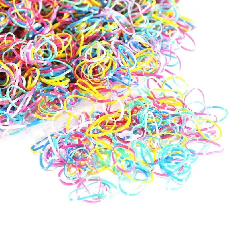 

100pcs Colorful Disposable Hair Bands Scrunchie for Kids Girls Elastic Rubber
