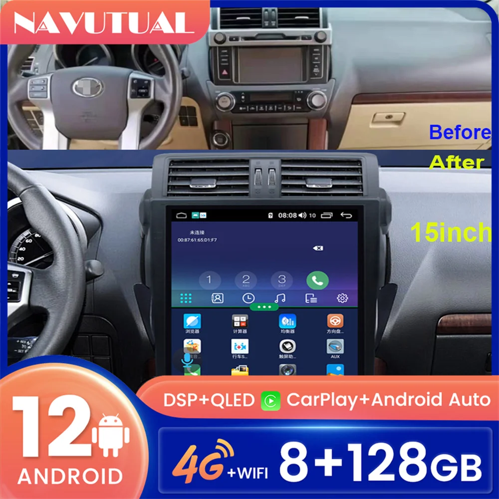 

Android 12 Tesla Car GPS Navigation For TOYOTA Land Cruiser Prado 2014-2017 Head Unit Multimedia Player Radio Tape Recorder 15"