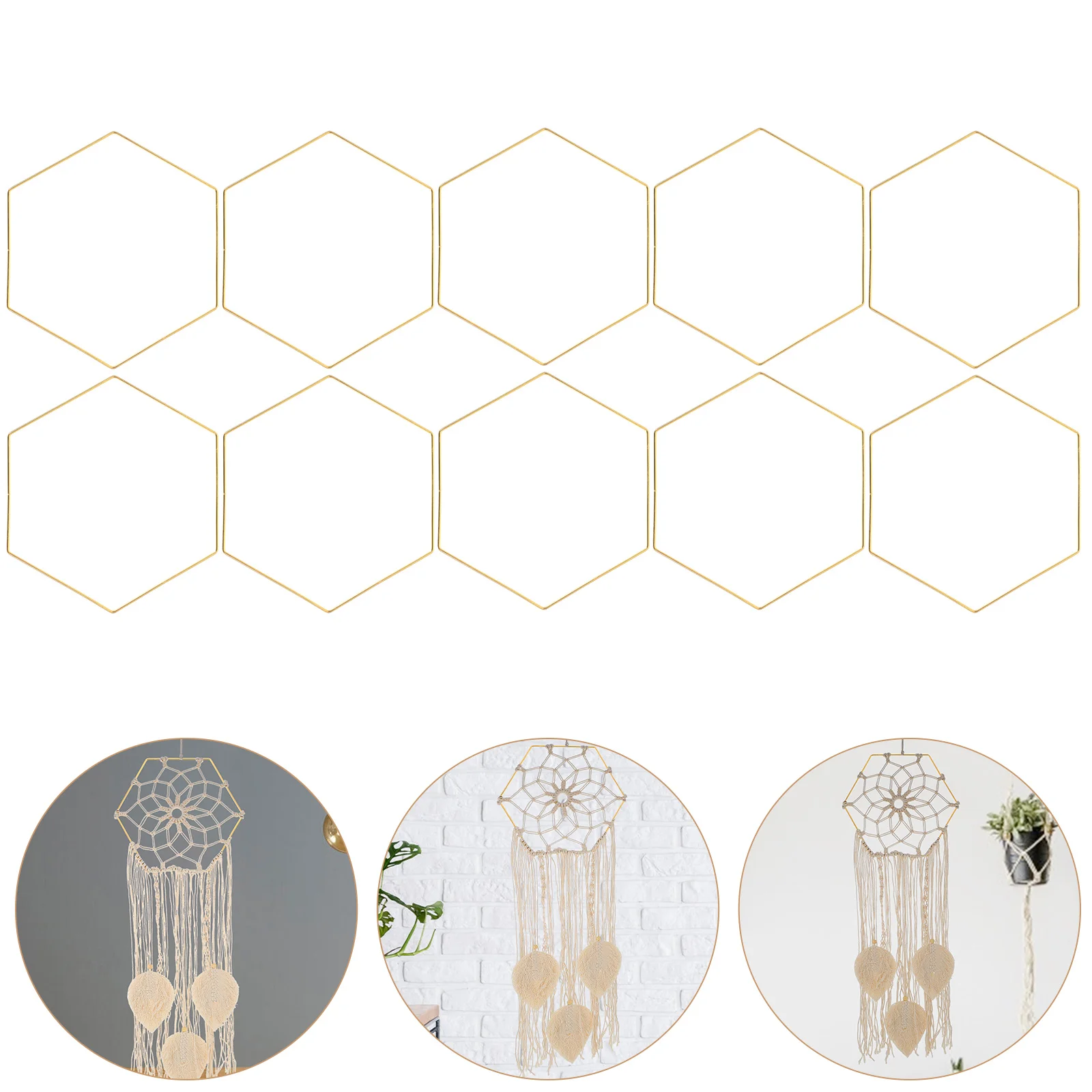 

Making Wreath Decor Golden Hexagon Wedding Ceremony Decorations Dream Catcher Rings