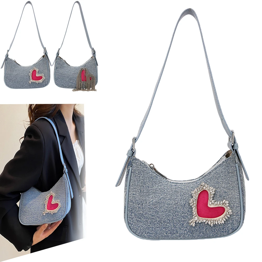 

Denim Hobo Crossbody Bag Women 2023 New Big Capacity Totes Zipper Design Trends Purses Handbags Summer Jeans Messenger Bag Bolsa