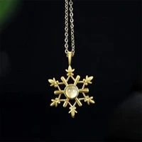 hot selling natural hand carved jade inlay gold color 24k snowflake necklace pendant fashion jewelry men women luck gifts