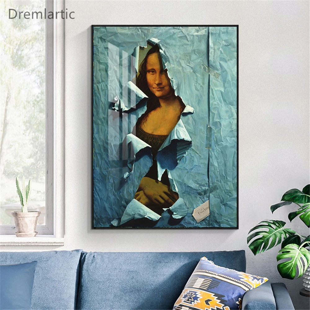 

Custom Spoofing World Famous Mona Lisa Poster Canvas Art For Living Room Bedroom Posters Prints Wall Home Decor 21-1207-49