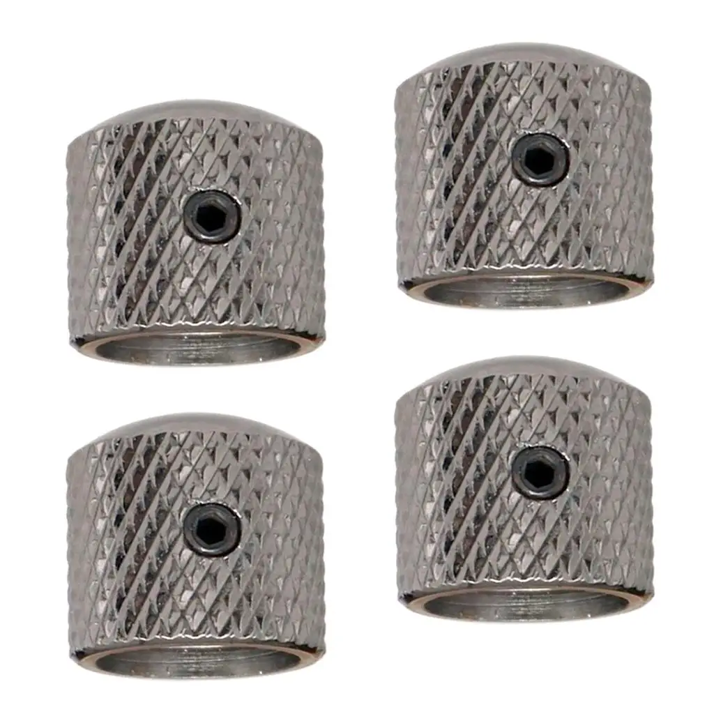 

4 Knurled Guitar Volume Control Knobs Potentiometer Cap -Gray