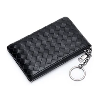 luxury leather small purse ladies 2022 new pure sheepskin woven coin purse zipper slim coin bag