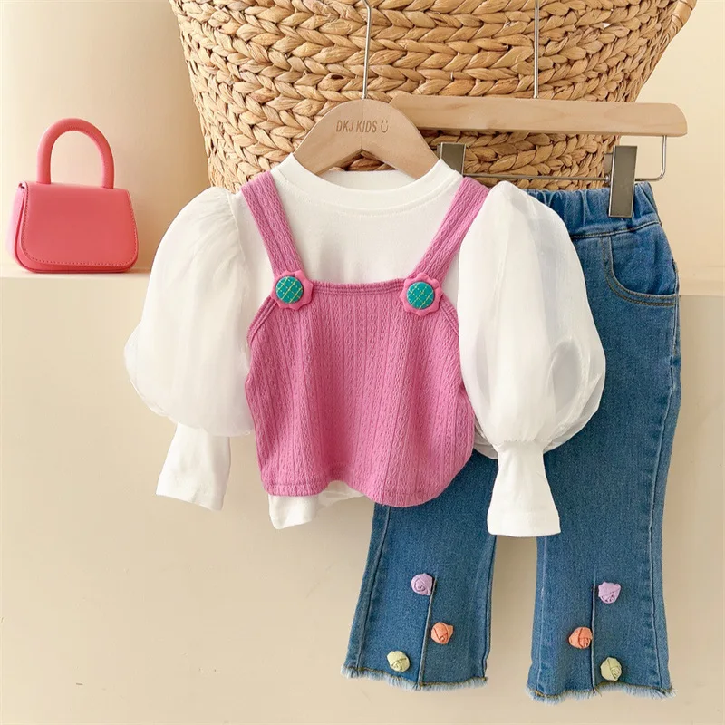 Детские комплекты весна-осень новинка прекрасный жилет для девочек нижняя