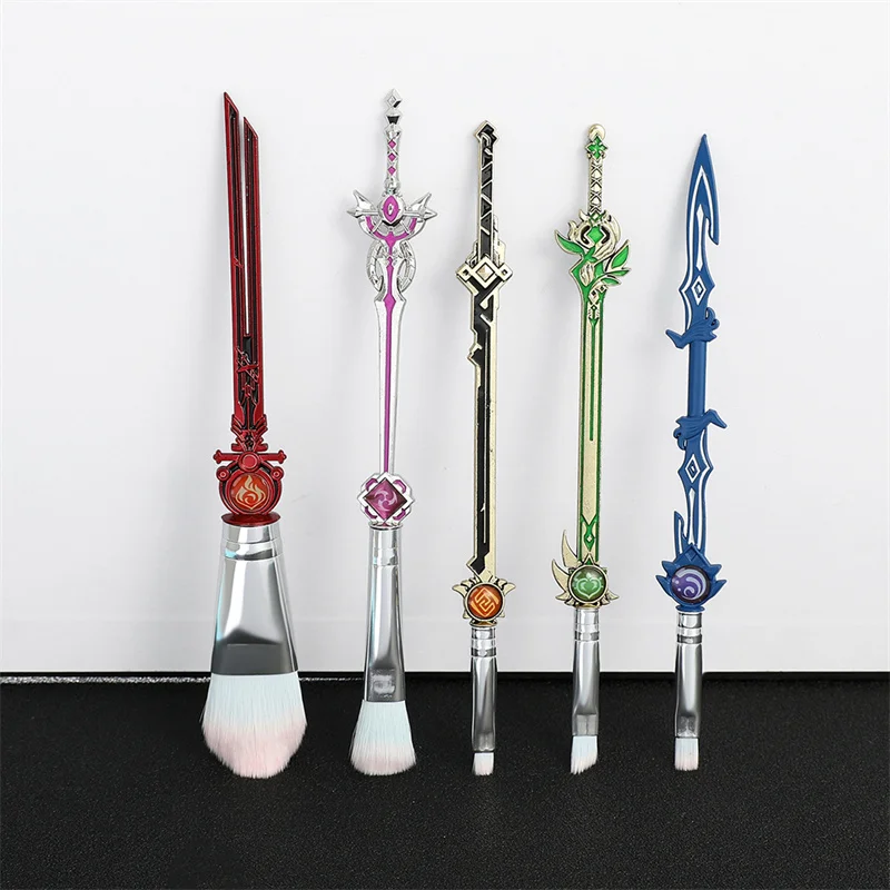 

Anime Genshin Impact 5Pcs Makeup Brushes Set Cosmetics Foundation Eyeshadow Blush Powder Eyebrow Highlighter Brush Beauty Tool