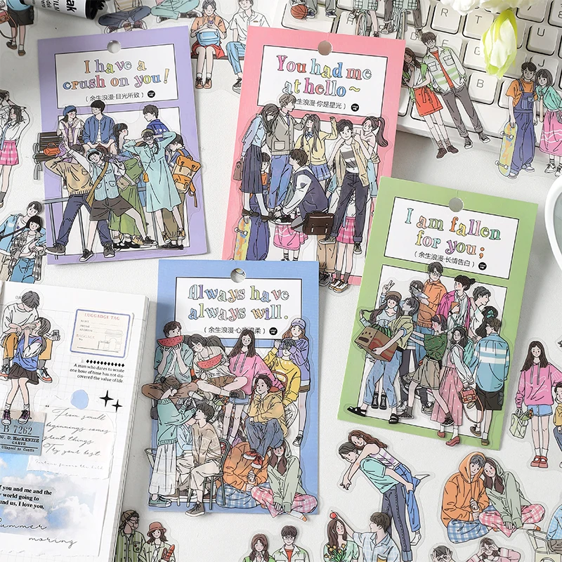 

20Pcs/Pack Couple Character Stickers Scrapbooking Material DIY Diary Album Journal Hand Account Kawaii Stationery Sticker