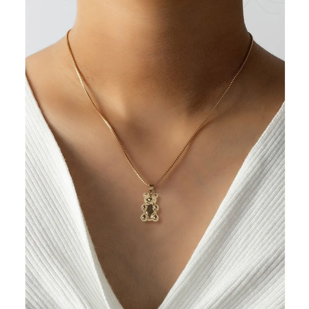 

HaHaGirl New Copper MultiColor Bear Pendant Necklaces For Women Girls Gold Color Chain Necklace Girls Party Jewelry Accessories