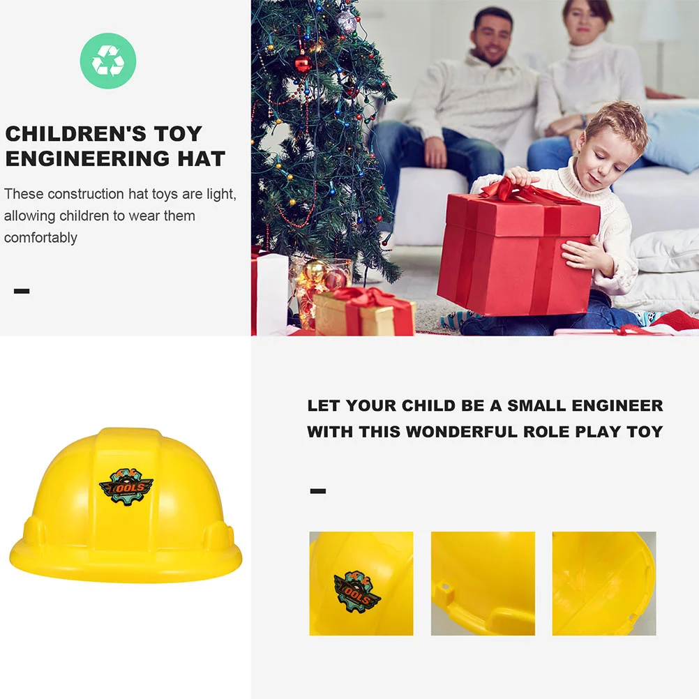 4-шт игрушечная инженерная шляпа детские пластиковые строительные шапки желтая