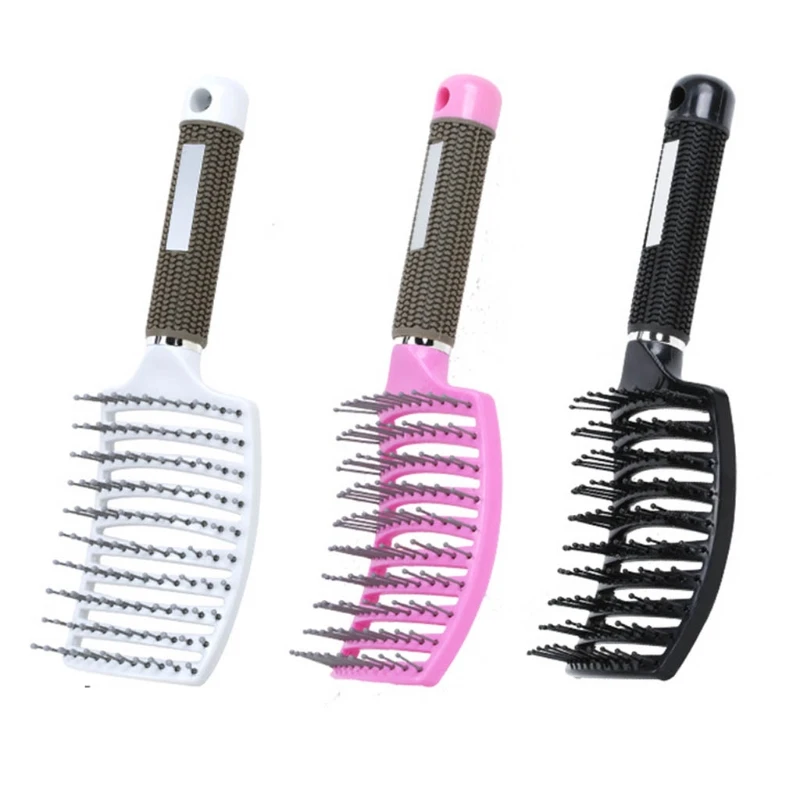 

Q1QD Curved Vented Brush Anti-Static Comb Wet Dry Hair Hairdressing Styling Tools