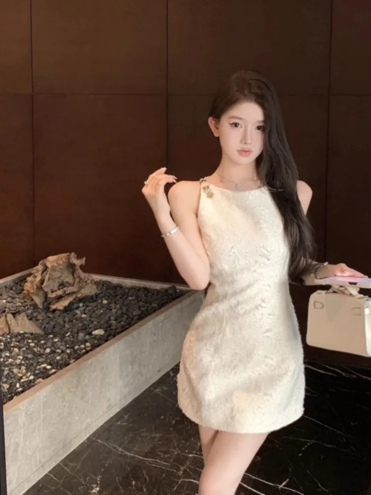 Платье Ezgaga женское без рукавов элегантное модное мини-платье с цветами яркое