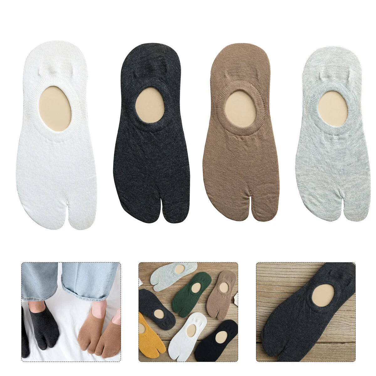 

Mens Toe Socks Unisex Cotton Two-finger Sports Boat No Show Anti- Shallow Mouth