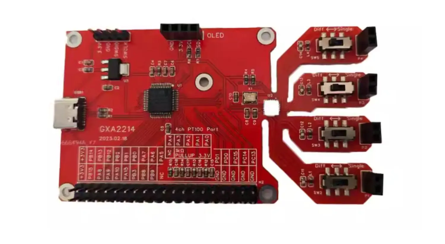 GXA2214 FF-уровневая высокоточная плата сбора емкости 4-канальная макетная FDC2214