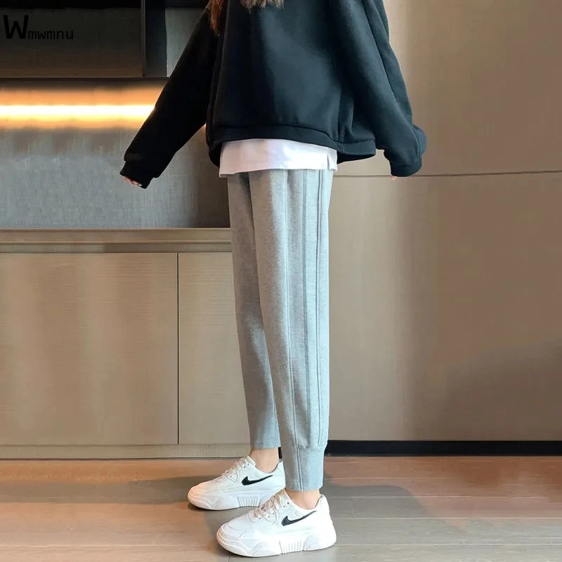 

Однотонные спортивные штаны-шаровары, повседневные свободные хлопковые брюки, женская уличная одежда, брюки с эластичным поясом, весенние спортивные женские Джоггеры для спортзала