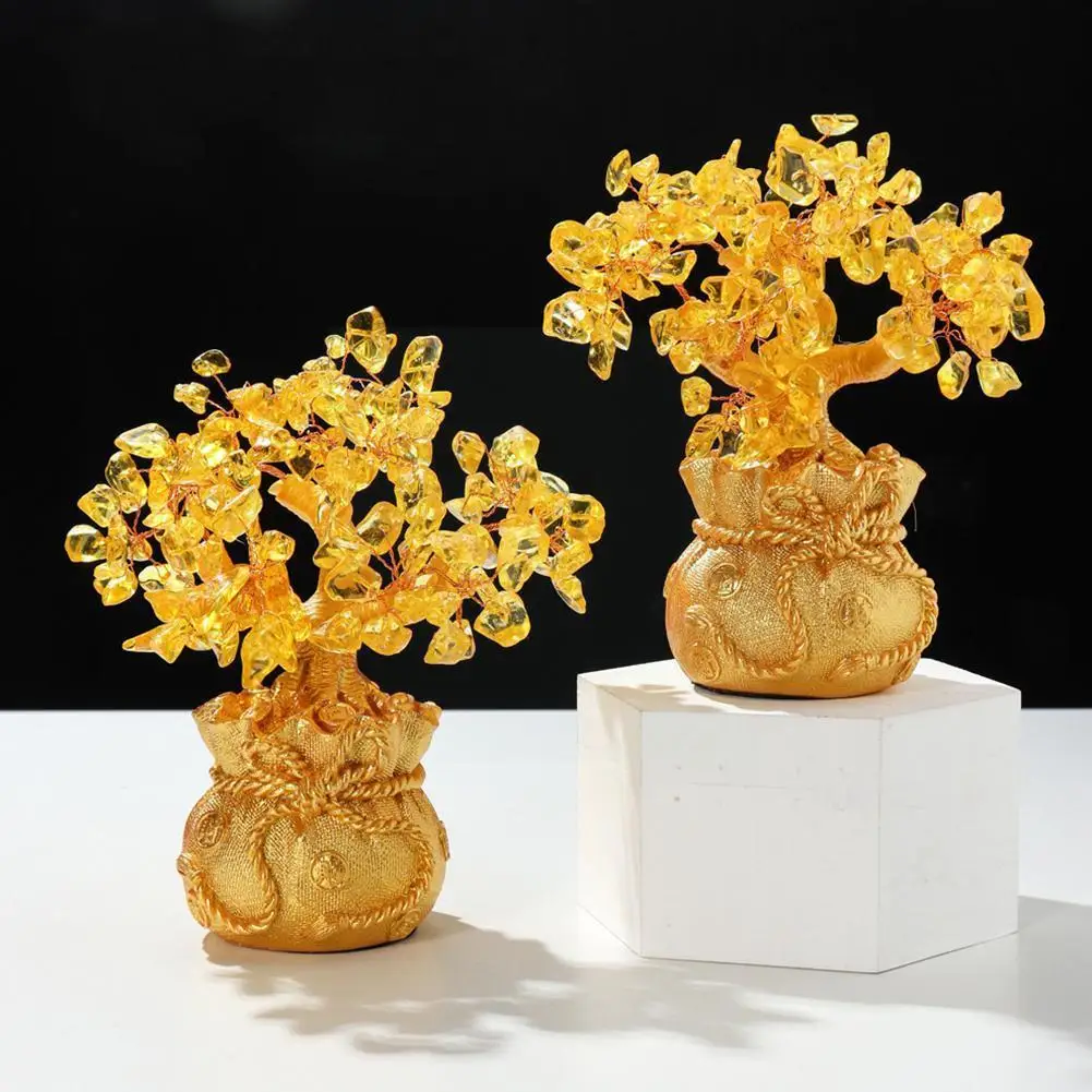 

Желтый кристалл цитрин Счастливое дерево китайский фэн-шуй деньги дерево удачи для рабочего стола украшение дома Декор Z3k6