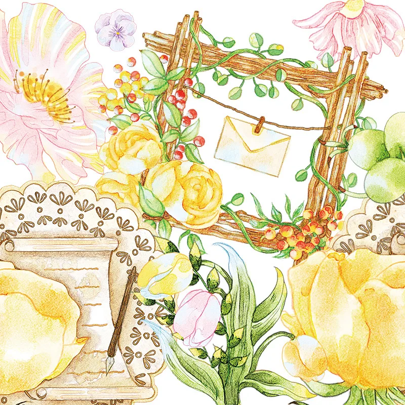 

Exquisite flower Kawaii adhesive tape Handbook material Art sticker Student stationery graduation gift books decorate