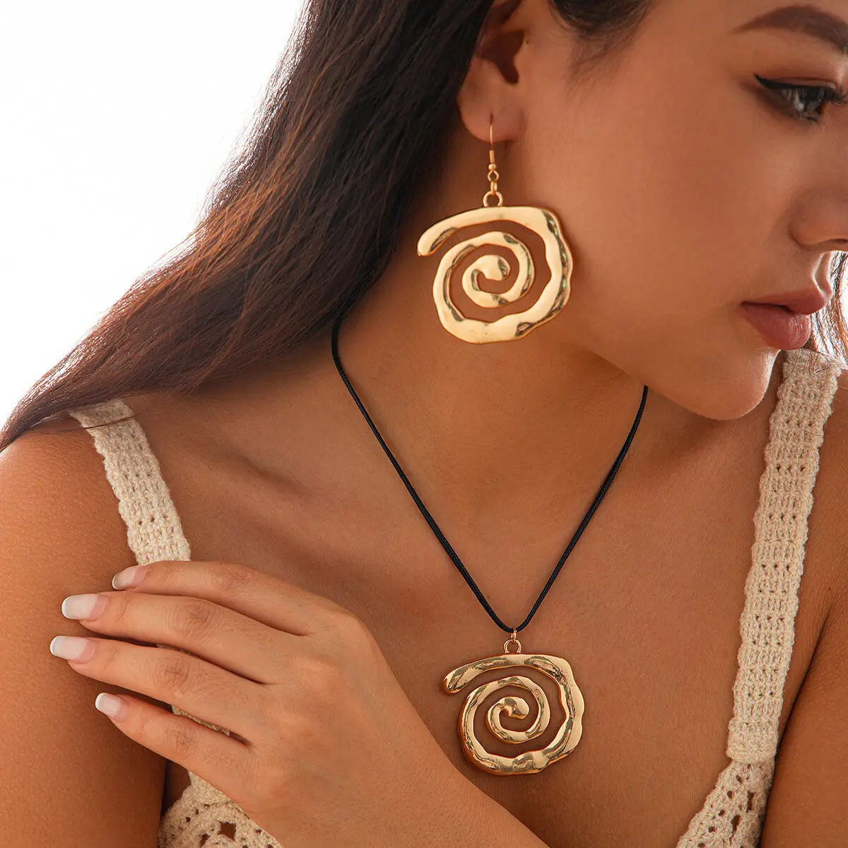 Ingemark Модный Металлический Спиральный Кулон Уникальный Комплект Ожерелья И