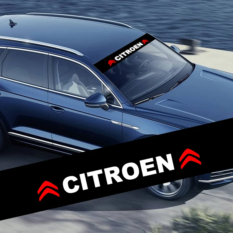 

Car Styling Sunshade Stickers Auto Logo Front Rear Windshield Banner Decals For Citroen C4 C1 C5 C3 C6 C5 C8 DS C-ELYSE Etc