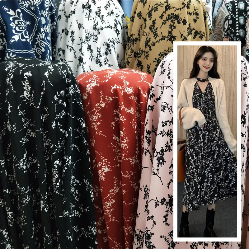 

Classic Chain Printed Chiffon Fabric Lightweight Huayao European and American Style for Dress Bat Clothes Set Accessories Sewing