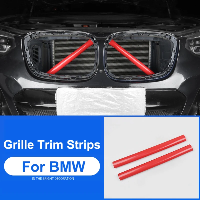 

2Pcs Car Strip Sticker Cover Frame For BMW G30 G38 G01 G02 G05 G07 G32 5/6 Series 2018-2021 Front Grille Trim Strips Car Styling