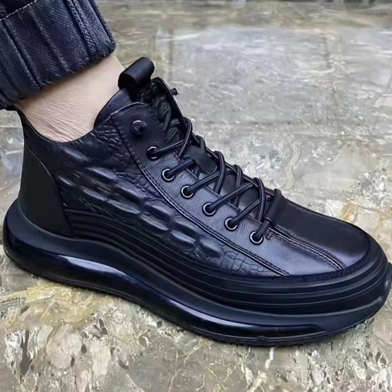 

Men's Casual Leather Sneakers Fashion Korean Style Lace Up Plus Size Light Jogging Sports Shoes Zapatos Casuales De Hombre