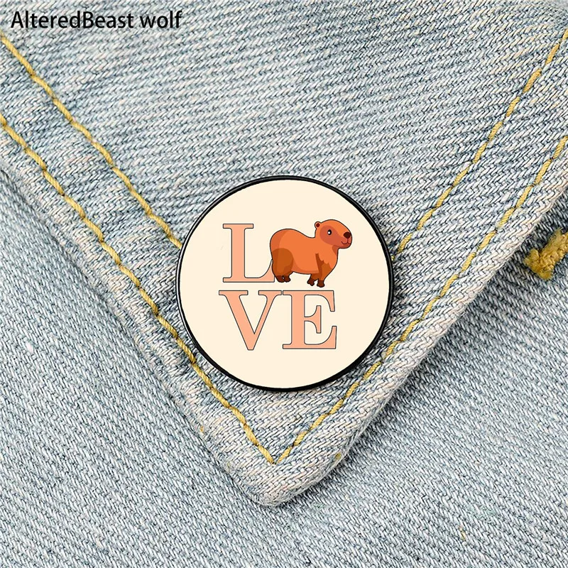 

Love Capybara Printed Pin Custom Funny Brooches Shirt Lapel Bag Cute Badge Cartoon enamel pins for Lover Girl Friends