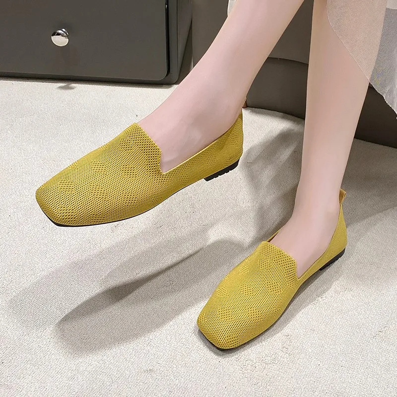 

2023 New Mesh Boat Shoes Summer Square Toe Breath Women's Shoes Leisure Slip on Walking Sneakers Lady Daily Flats Zapatos Mujer