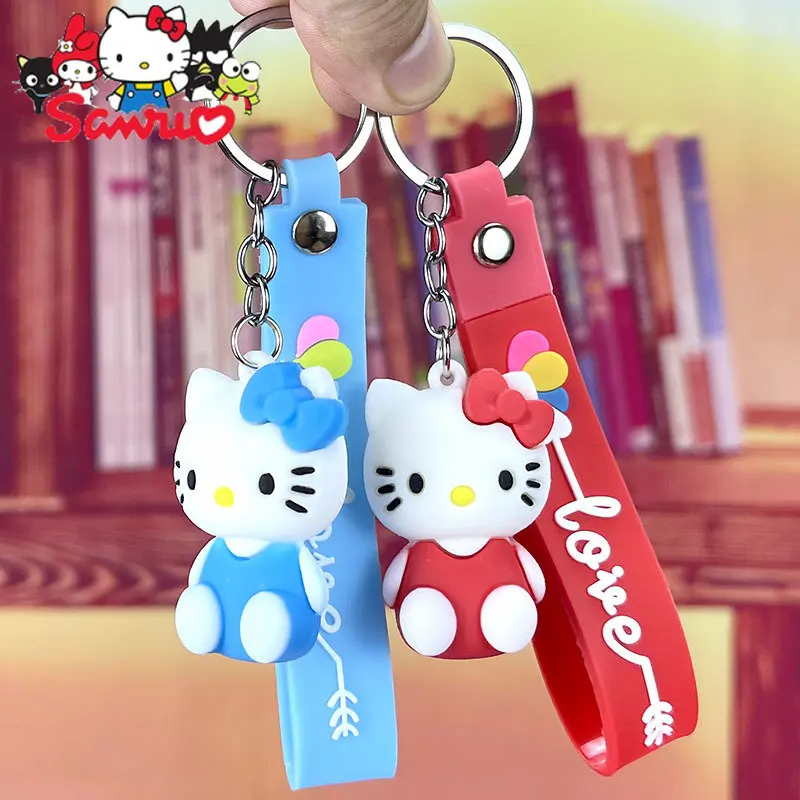 

Sanrio Hello Kitty Creative Sitting Posture KT Cat Girl Keychain Cartoon Doll Key Chain Car School Bag Pendant Key Buckle Gift