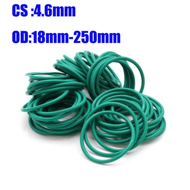 

1Pcs Wire Diameter 4.6mm FKM Fluororubber O-Ring Sealing Ring OD 18mm-250mm Green Seal Gasket Ringcorrosion Resistant Heat