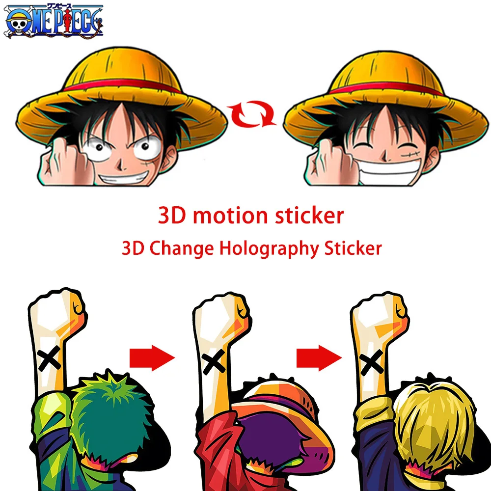 

ONE PIECE Dragon Ball Luffy Zoro Anime 3D Change Holography Sticker Collection Cartoon Sticker Cars Laptop Refrigerator Gifts