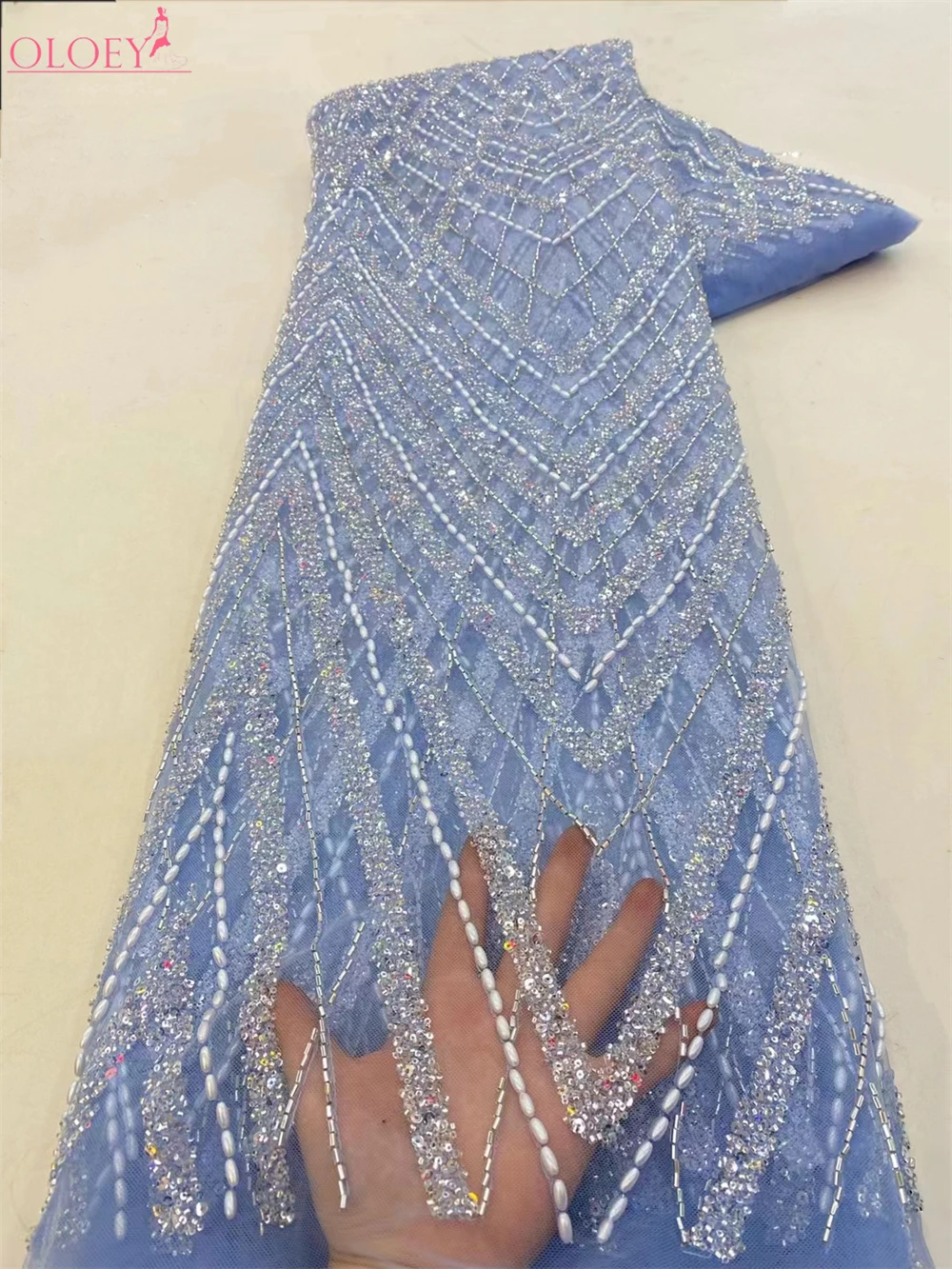 

Fashion High-End Luxury French Embroidery Heavy Groom Lace Fabric African Nigerian With Sequin Fabric For Wedding Dress Party