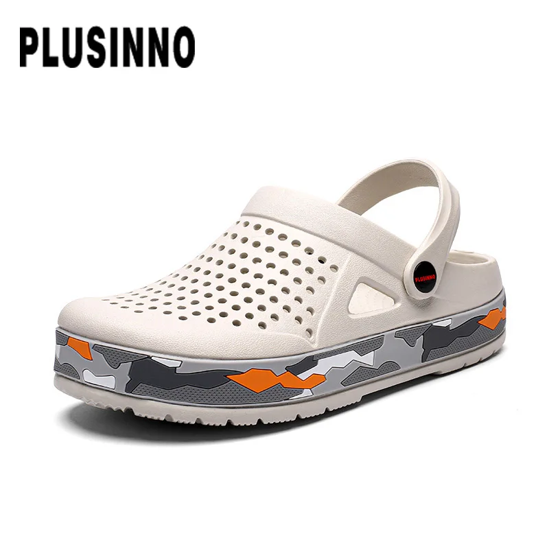 

PLUSINNO Men Slippers Outdoor Clogs Garden Shoes Beach Sandals Ankle-Wrap EVA Slippers Indoor Slides Bathroom Mules Home Shoes