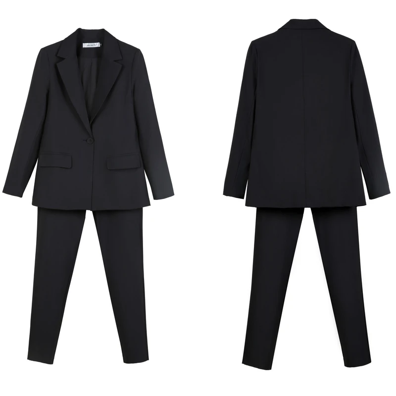 Ladies Suit 2 Piece Set One Button Jacket Pants Korean Fashion Casual Shopping Party Ball Tuxedo