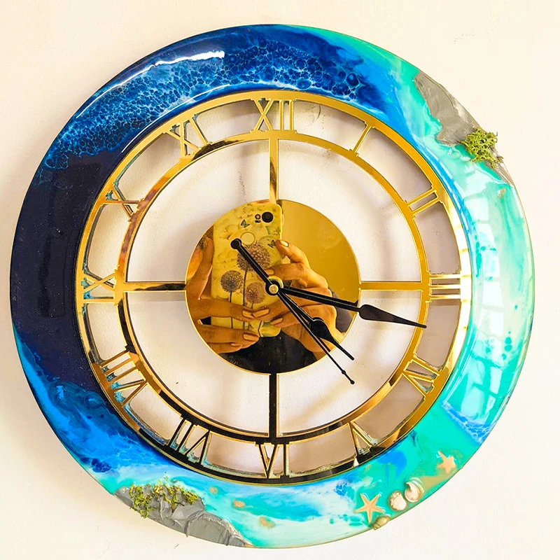 

High-Quality Digital Custom Acrylic 3D Clock Gold Customized Eco-Friendly Epoxy Resin Montre Murale Wall ClockCD