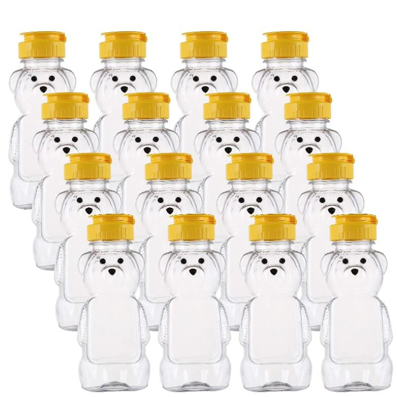 16Pack Plastic Honey Bottle 8Oz Bear Honey Jars Squeeze Bott