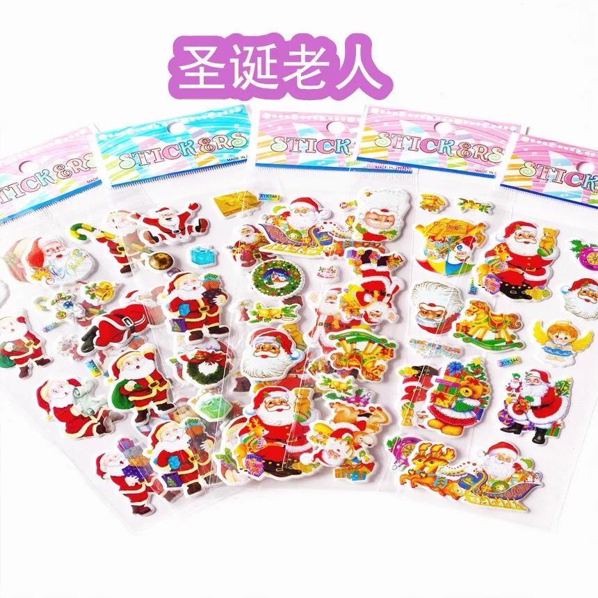 

100 sheets/lot Children cartoon anime stickers Santa Claus Kindergarten Child mirror stickes naklejki random naklejki