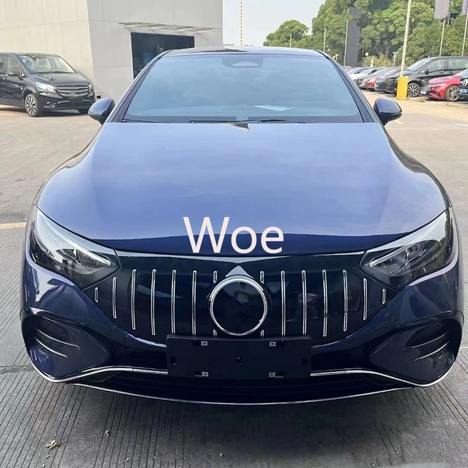 Фото Передняя решетка радиатора Woe Car для Mercedes-Benz EQE Class W295 V295 EQE350 EQE450 EQE500 2022-2024, верхняя сетчатая накладка в стиле GT, комплект обвеса №4