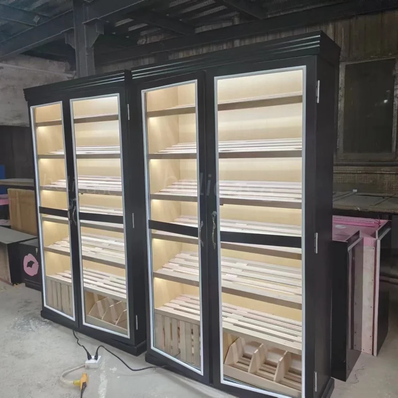 На заказ вишневый шкаф для сигар витрина с испанским кедровым дизайном магазина