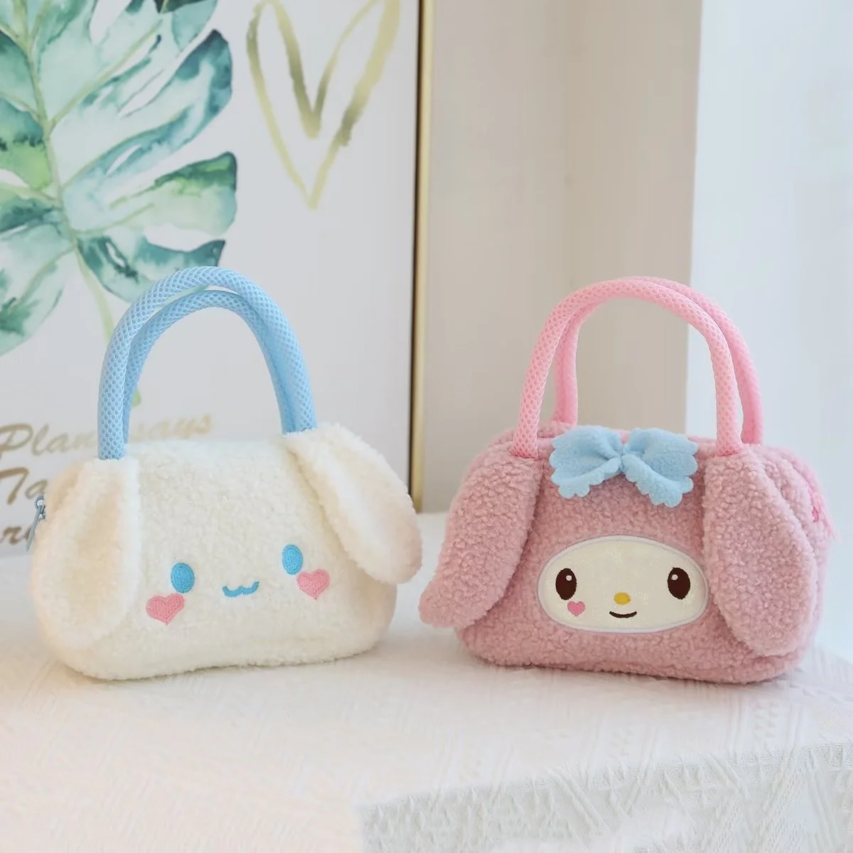 

Sanrio Plush Cinnamoroll Cosmetic Bag Anime Kuromi Melody Plush Makeup Travel Storage Bags Soft Stuffed Toy Girls Christmas Gift