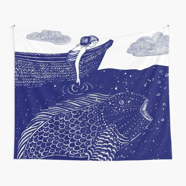 

The Blue Shimmering Sea Lights Tapestry Living Blanket Hanging Art Printed Wall Bedroom Bedspread Colored Home Yoga Travel
