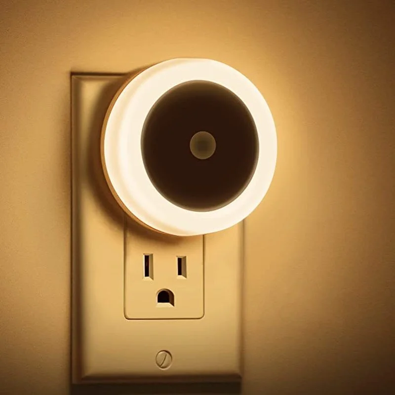 

Теплые светодиодсветодиодный ночники с вилкой Стандарта ЕС/США, 220 В, лампа с круглым датчиком для украшения дома, освещение для коридора, ле...